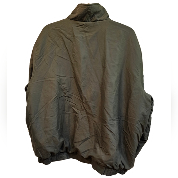George Mens XL Olive Green Windbreaker Jacket Zipper Pockets Blue Fleece Inside - Picture 8 of 9